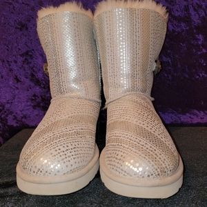 UGG Australia Bailey Button Bling Winter White Womens Boots